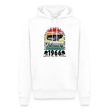 Anniversaire février 1966, Vintage février 1966. - Sweat à capuche Premium bio Homme - blanc - Devant - Nico (187cm)