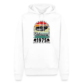 Birthday February 1975, Vintage February 1975. - Men’s Premium Organic Hoodie - white - Front - Nico (187cm)