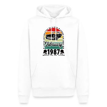 Birthday February 1987, Vintage February 1987. - Men’s Premium Organic Hoodie - white - Front - Nico (187cm)