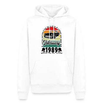 Geburtstag Februar 1989, Jahrgang Februar 1989. - Männer Premium Bio Hoodie - Weiß - Vorne - Nico (187cm)