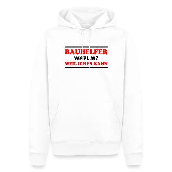 Bauhelfer Spruch Beruf Lustiges Bauhelfer Geschenk - Männer Premium Bio Hoodie - Weiß - Vorne - Nico (187cm)