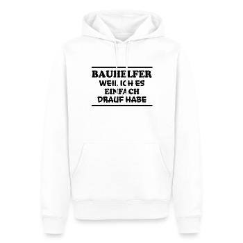 Bauhelfer Spruch Beruf Lustiges Bauhelfer Geschenk - Männer Premium Bio Hoodie - Weiß - Vorne - Nico (187cm)