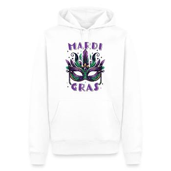 Mardi Gras - Sweat à capuche Premium bio Homme - blanc - Devant - Nico (187cm)