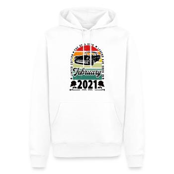 Anniversaire février 2021, Vintage février 2021. - Sweat à capuche Premium bio Homme - blanc - Devant - Nico (187cm)