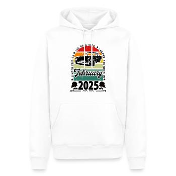 Geburtstag Februar 2025, Jahrgang Februar 2025. - Männer Premium Bio Hoodie - Weiß - Vorne - Nico (187cm)