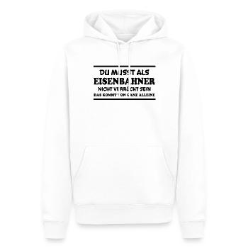 Eisenbahner Spruch Lokführer Eisenbahner Geschenk - Männer Premium Bio Hoodie - Weiß - Vorne - Nico (187cm)