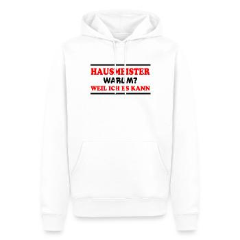 Hausmeister Spruch Lustiges Hausmeister Geschenk - Männer Premium Bio Hoodie - Weiß - Vorne - Nico (187cm)