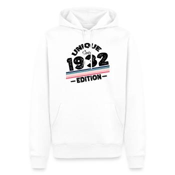 Unique depuis 1932 Edition Anniversaire Millésime 1932 - Sweat à capuche Premium bio Homme - blanc - Devant - Nico (187cm)