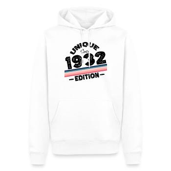 Unique depuis 1932 Edition Anniversaire Millésime 1932 - Sweat à capuche Premium bio Homme - blanc - Devant - Nico (187cm)