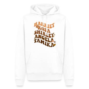 Retro Groovy Melanin Harriet Rosa Shirley Angela - Men’s Premium Organic Hoodie - white - Front - Nico (187cm)