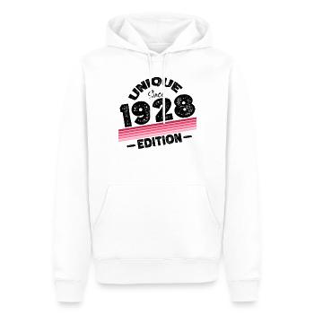 Unique depuis 1928 Edition Anniversaire Millésime 1928 - Sweat à capuche Premium bio Homme - blanc - Devant - Nico (187cm)