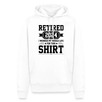 Im Ruhestand 2024 Ich habe mein ganzes Leben für dieses Hemd gearbeitet - Männer Premium Bio Hoodie - Weiß - Vorne - Nico (187cm)