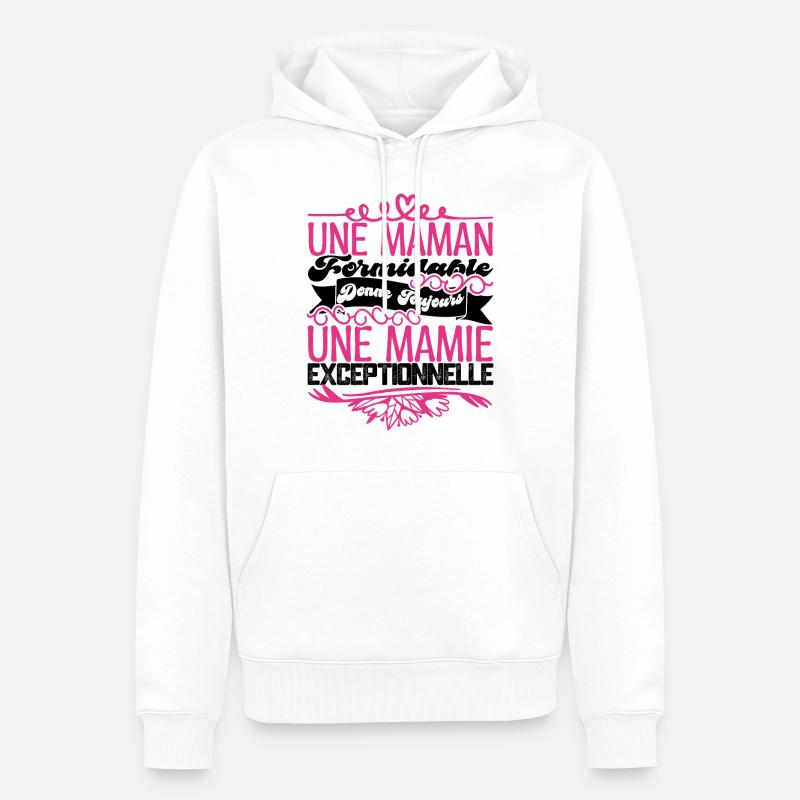 Grand-Mère Cadeau- Une Mamie Exceptionnelle. - Sweat à capuche Premium bio Homme - blanc
