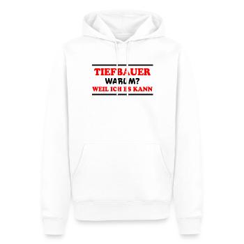 Tiefbauer Spruch Beruf Lustiges Tiefbauer Geschenk - Männer Premium Bio Hoodie - Weiß - Vorne - Nico (187cm)