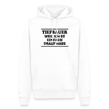 Tiefbauer Spruch Beruf Lustiges Tiefbauer Geschenk - Männer Premium Bio Hoodie - Weiß - Vorne - Nico (187cm)