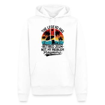 offiziell Die Legende ist 2024 in den Ruhestand gegangen - Männer Premium Bio Hoodie - Weiß - Vorne - Nico (187cm)