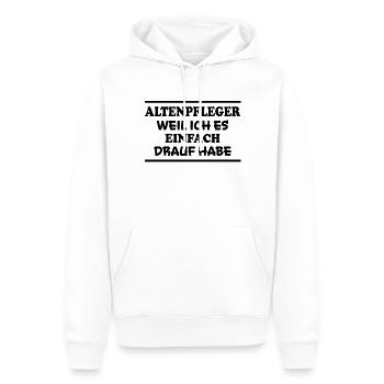 Altenpfleger Spruch Lustiges Altenpfleger Geschenk - Männer Premium Bio Hoodie - Weiß - Vorne - Nico (187cm)