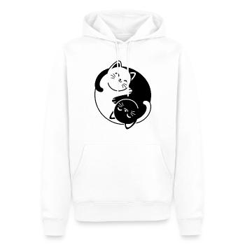 Chats Yin et Yang - Sweat à capuche Premium bio Homme - blanc - Devant - Nico (187cm)