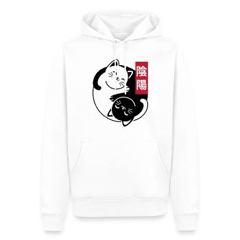 Chats Yin et Yang - Sweat à capuche Premium bio Homme - blanc - Devant - Nico (187cm)