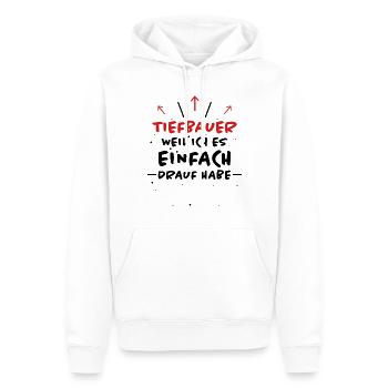 Tiefbauer Spruch Beruf Lustiges Tiefbauer Geschenk - Männer Premium Bio Hoodie - Weiß - Vorne - Nico (187cm)