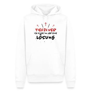 Tiefbauer Spruch Beruf Lustiges Tiefbauer Geschenk - Männer Premium Bio Hoodie - Weiß - Vorne - Nico (187cm)