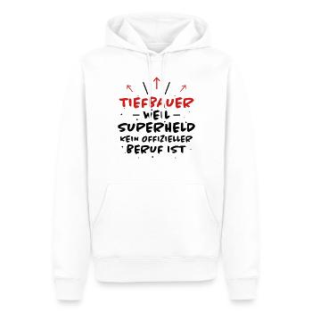 Tiefbauer Spruch Beruf Lustiges Tiefbauer Geschenk - Männer Premium Bio Hoodie - Weiß - Vorne - Nico (187cm)