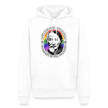 Stolz auf Vielfalt: Unser LGBTQIA+ Shirt - Männer Premium Bio Hoodie - Weiß - Vorne - Nico (187cm)