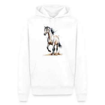 Aquarell Pferd fängt den Wind ein - Männer Premium Bio Hoodie - Weiß - Vorne - Nico (187cm)