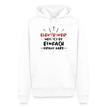 Elektriker Spruch Job Lustiges Elektriker Geschenk - Männer Premium Bio Hoodie - Weiß - Vorne - Nico (187cm)