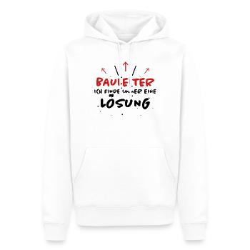 Bauleiter Spruch Baustelle Fun Bauleiter Geschenk - Männer Premium Bio Hoodie - Weiß - Vorne - Nico (187cm)