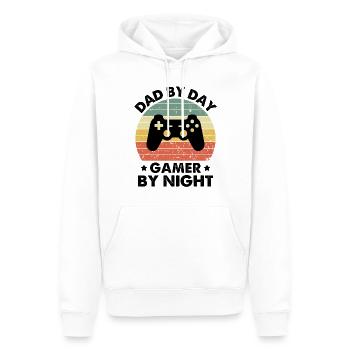 Papa le jour Gamer La nuit - Sweat à capuche Premium bio Homme - blanc - Devant - Nico (187cm)