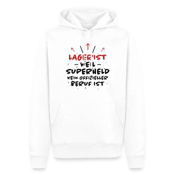 Lagerist Spruch Logistik Lustige Lagerist Geschenk - Männer Premium Bio Hoodie - Weiß - Vorne - Nico (187cm)