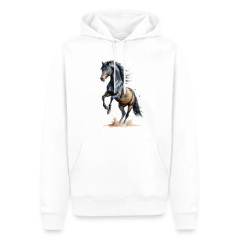 Majestätischer schwarzer Hengst Aquarell - Männer Premium Bio Hoodie - Weiß - Vorne - Nico (187cm)