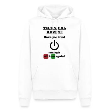 drôle de dicton technique dicton artisan technicien - Sweat à capuche Premium bio Homme - blanc - Devant - Nico (187cm)