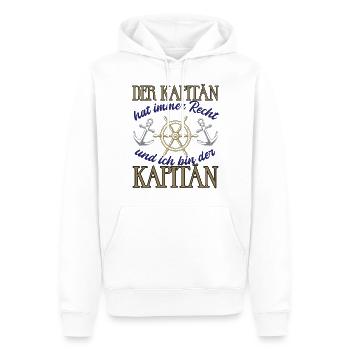 Kapitän Boot Motorboot lustiger Spruch - Männer Premium Bio Hoodie - Weiß - Vorne - Nico (187cm)