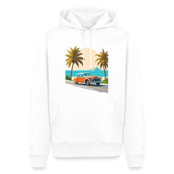 Voiture de collection sur la côte avec des palmiers - Sweat à capuche Premium bio Homme - blanc - Devant - Nico (187cm)