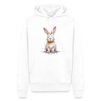 Aquarelle de lapin - Un bon moment de saut - Sweat à capuche Premium bio Homme - blanc - Devant - Nico (187cm)