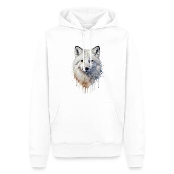 Majestueux portrait de renard arctique - Aquarelle - Sweat à capuche Premium bio Homme - blanc - Devant - Nico (187cm)