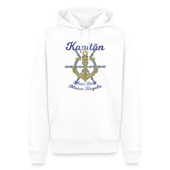 Kapitän mein Boot meine Regeln lustiger Spruch - Männer Premium Bio Hoodie - Weiß - Vorne - Nico (187cm)