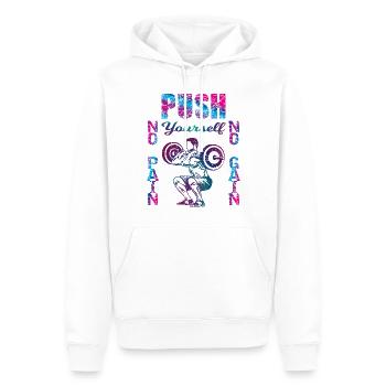 Fitness Gym Musculation Poussez-vous - Sweat à capuche Premium bio Homme - blanc - Devant - Nico (187cm)