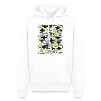 Ray, shark, dolphin, sea turtle, seahorse - Men’s Premium Organic Hoodie - white - Front - Nico (187cm)