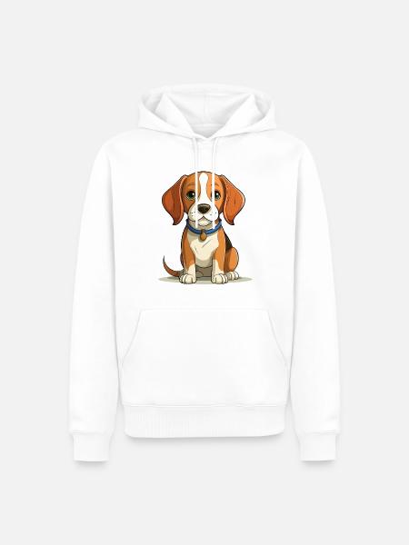 Beagle Dog Illustration - Men’s Premium Organic Hoodie - white