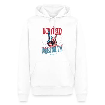 USA - VEREINT UNTER DER FLAGGE DER FREIHEIT - Männer Premium Bio Hoodie - Weiß - Vorne - Nico (187cm)