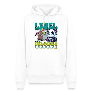 2ème anniversaire Niveau Débloqué Gaming Panda - Sweat à capuche Premium bio Homme - blanc - Devant - Nico (187cm)