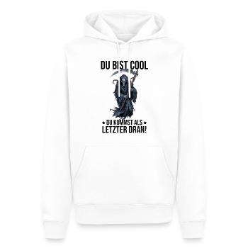 Vous êtes cool, vous êtes le dernier à venir ! - Sweat à capuche Premium bio Homme - blanc - Devant - Nico (187cm)