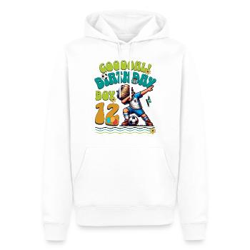 12th Birthday Football - Men’s Premium Organic Hoodie - white - Front - Nico (187cm)