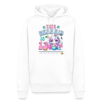 Sirène 13e anniversaire Fille Enfants - Sweat à capuche Premium bio Homme - blanc - Devant - Nico (187cm)