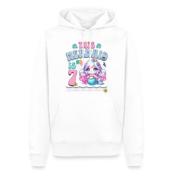Sirène 7ème anniversaire fille enfants - Sweat à capuche Premium bio Homme - blanc - Devant - Nico (187cm)