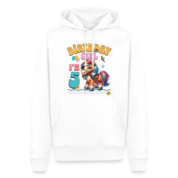 poney 5ème anniversaire fille équitation - Sweat à capuche Premium bio Homme - blanc - Devant - Nico (187cm)