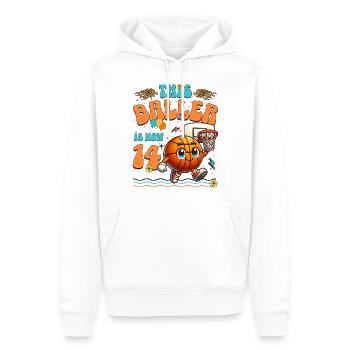 Basketball 14e anniversaire Fête d’anniversaire des enfants - Sweat à capuche Premium bio Homme - blanc - Devant - Nico (187cm)